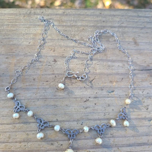 Victorian Sterling Pearl Necklace - Picture 4 of 4